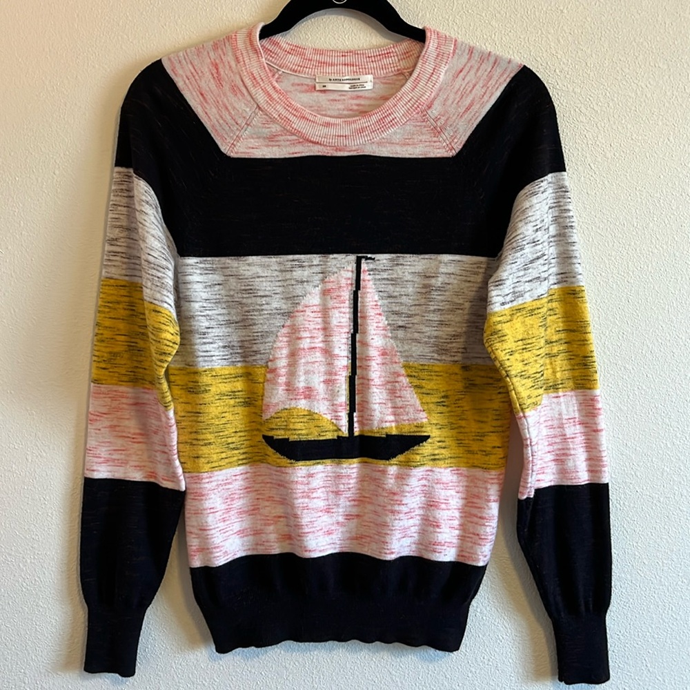 Cute Anthropologie Lightweight Sailboat Crew Neck Sweater
